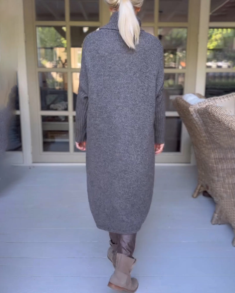 Pullover med høy nakke og lang