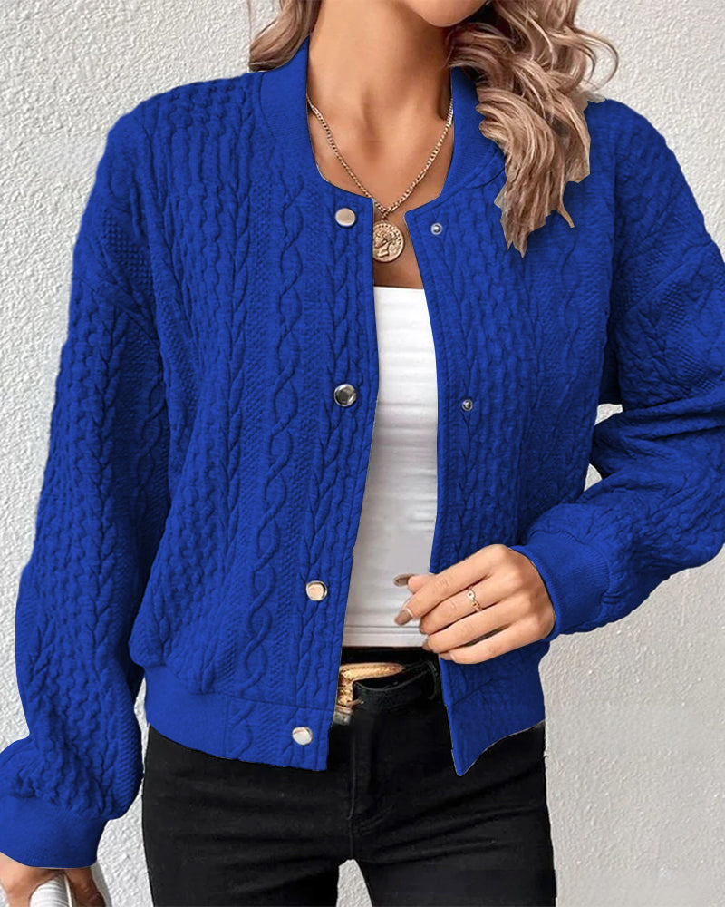 Ensfarget cardigan med knapper