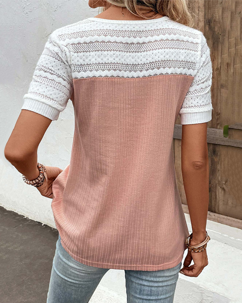 Blouse med kort ermet blonde