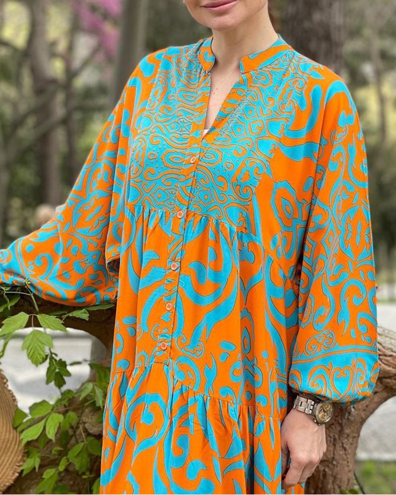 Uformell lang kjole i premium print