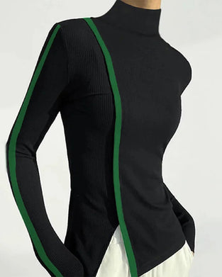 Genser med turtleneck og patchwork