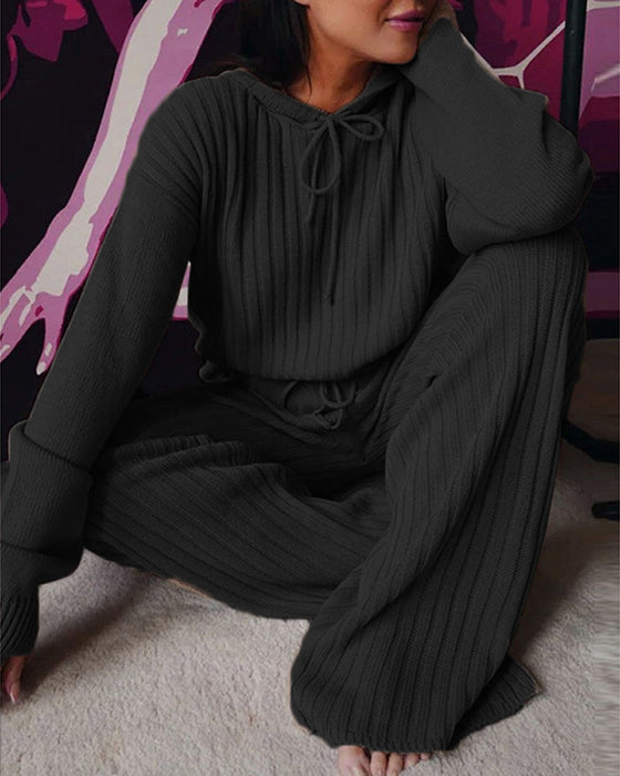 Løs langermet dresssett med hette