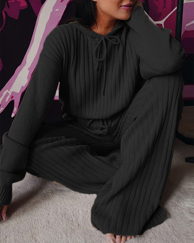 Løs langermet dresssett med hette