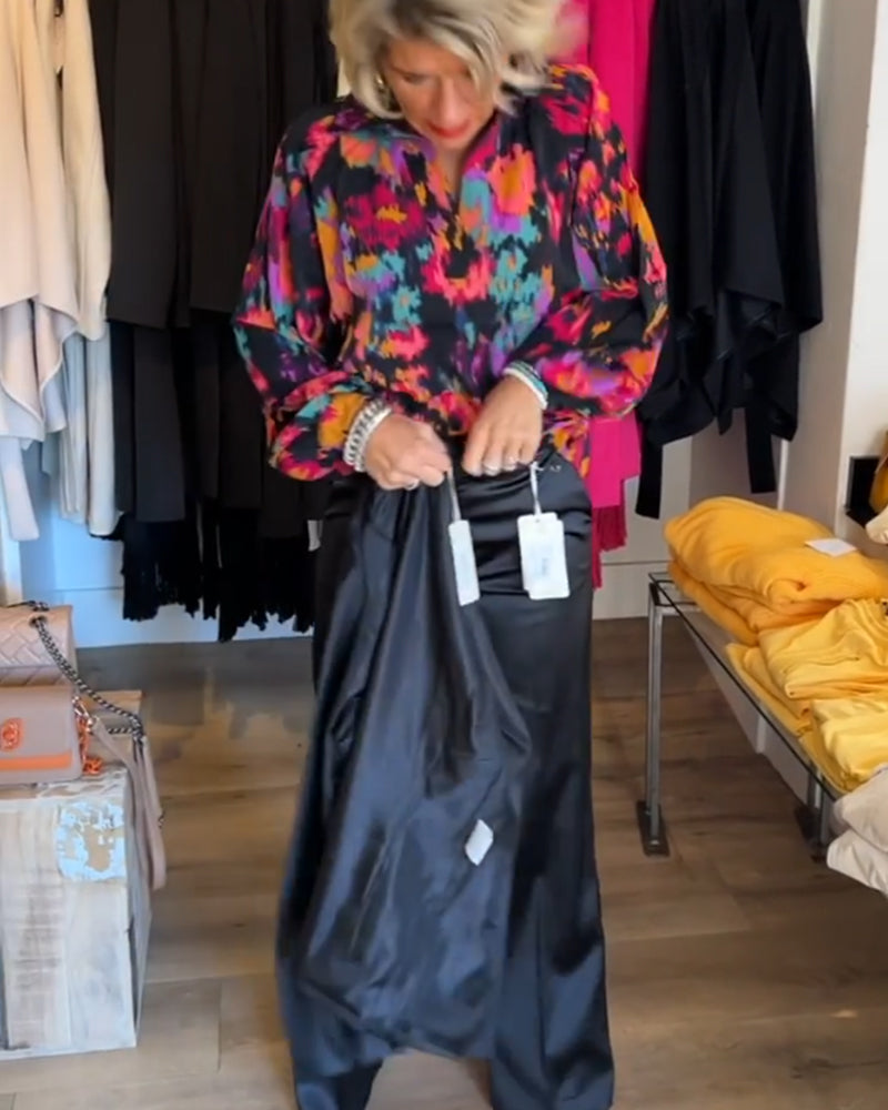 Personlig trykt elegant langermet bluse