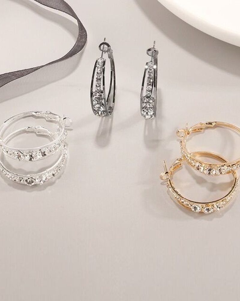 Rhinestone-belagte øredobber med store bøyler