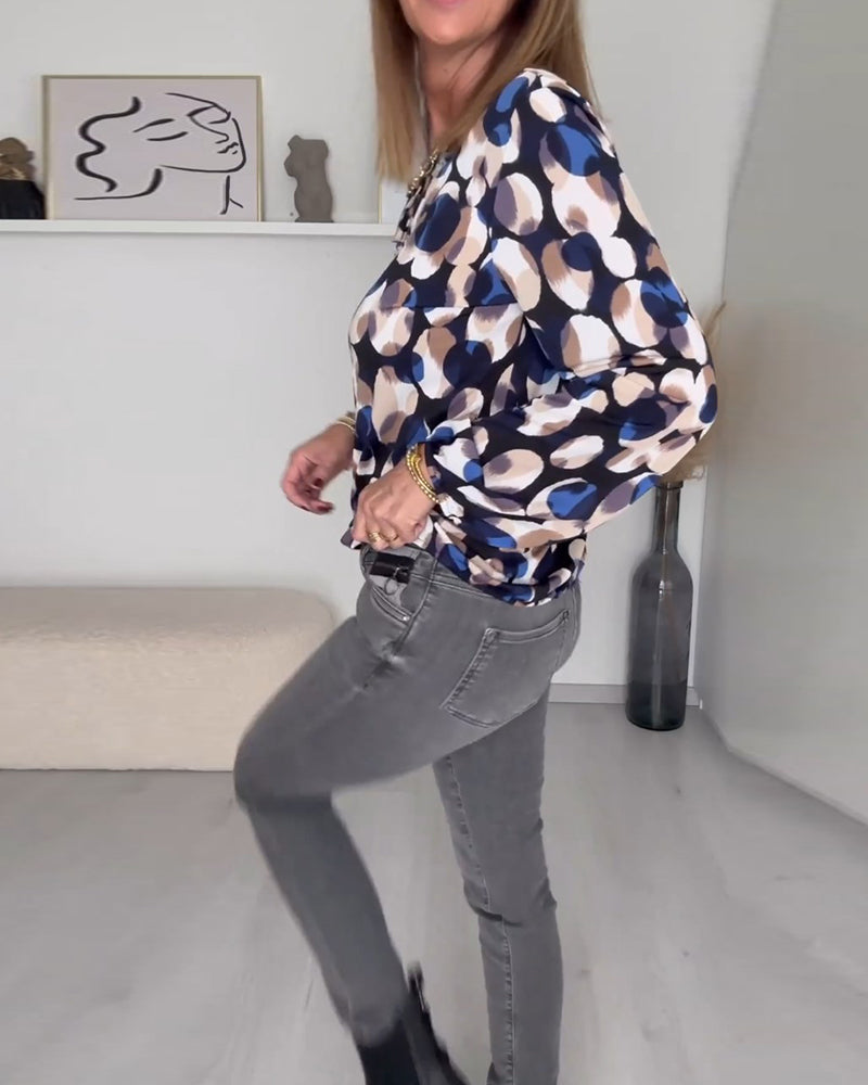 Elegant bluse med trykk med stropper