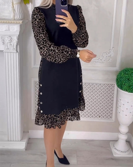 Elegant A-formet kjole med fargeblokk