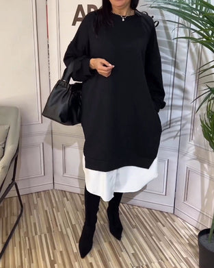 Runde nakke lappeteppe kjole