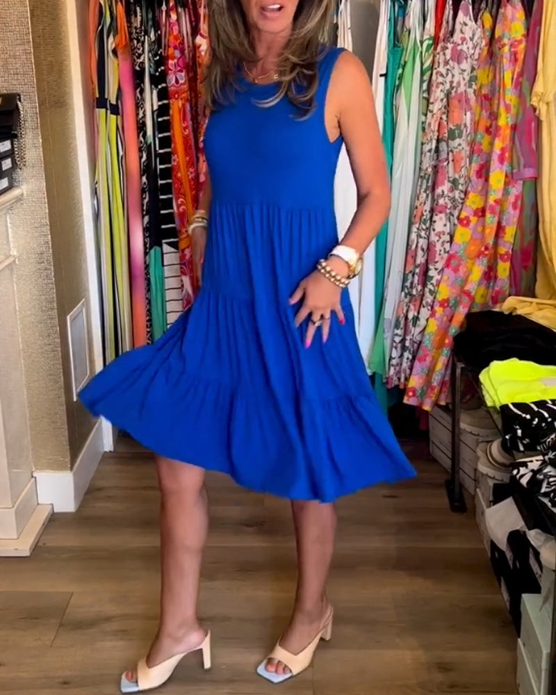 Kjole med plissert passform og ermeløs