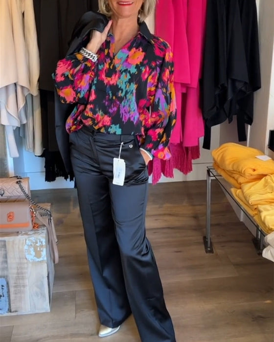 Personlig trykt elegant langermet bluse