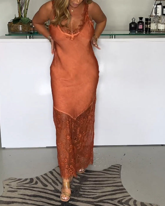 Ensfarget seleselekjole med blonder