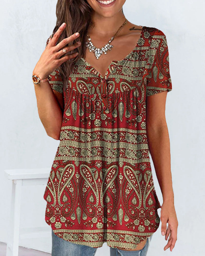 Løse V-hals med korte ermer