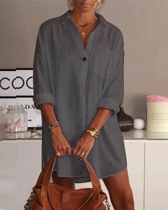 Ensfarget langermet skjorte