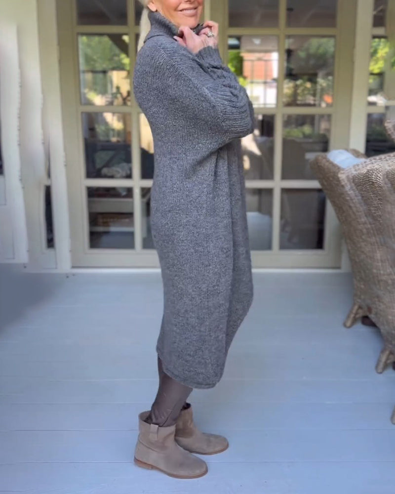 Pullover med høy nakke og lang