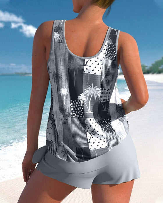 Tankini-badedraktsett med kokosnøtttrykk
