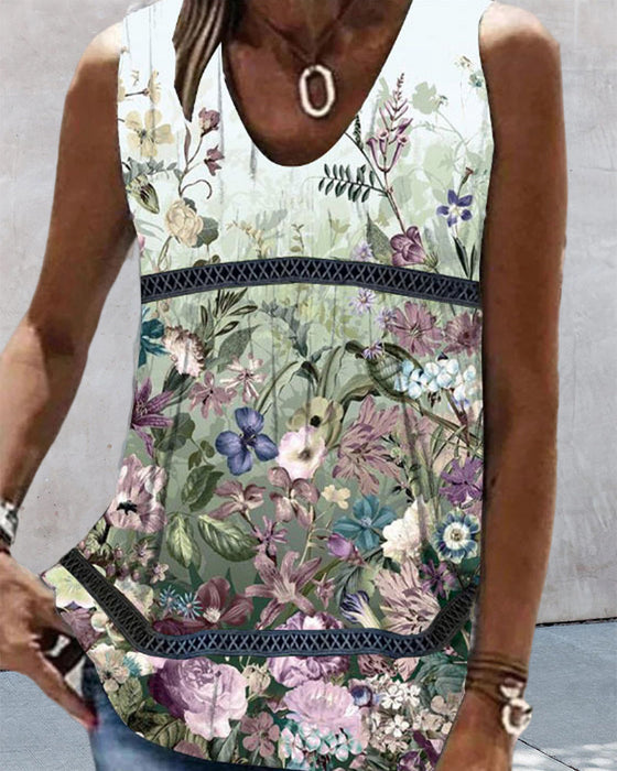 Blomster og Paisley Print Tank Top