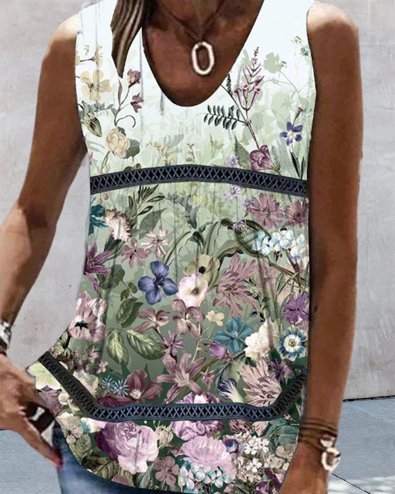 Blomster og Paisley Print Tank Top