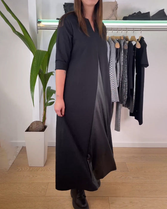 Uformelt patchwork ensfarget kjole