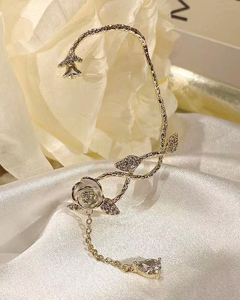 1 stk rhinestone blomsterbladmønster dusk øreklatrer