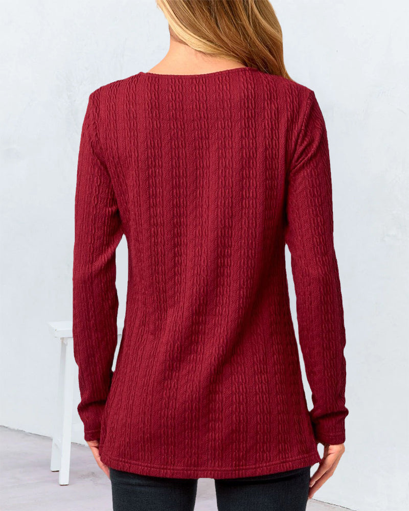 Langermet topp med rund hals og knapper