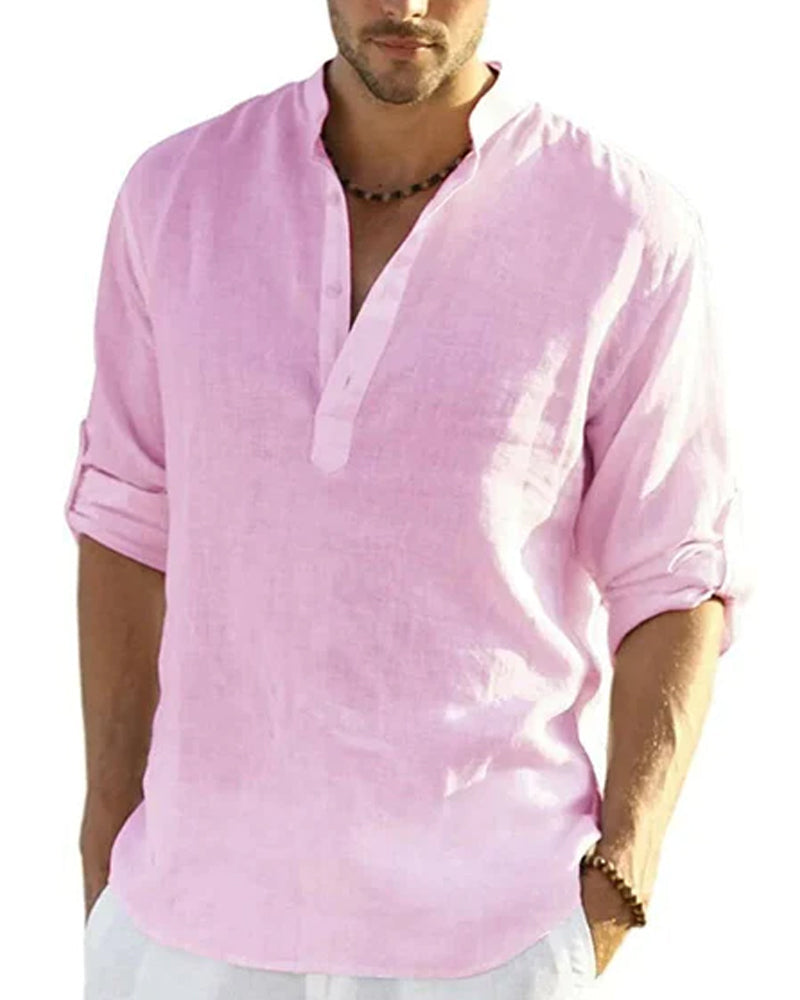 Herreskjorte i bomull og lin