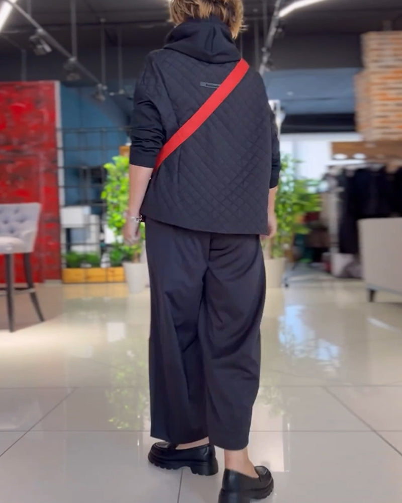 Høyhalset rutete hettegensere med lange ermer