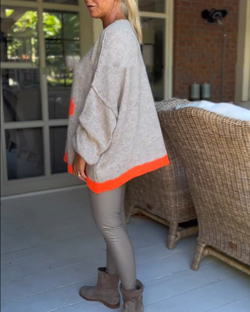 Blomstermønster v-hals genser