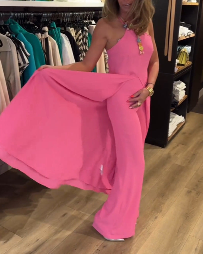 Halter neck split ensfarget todelt sett