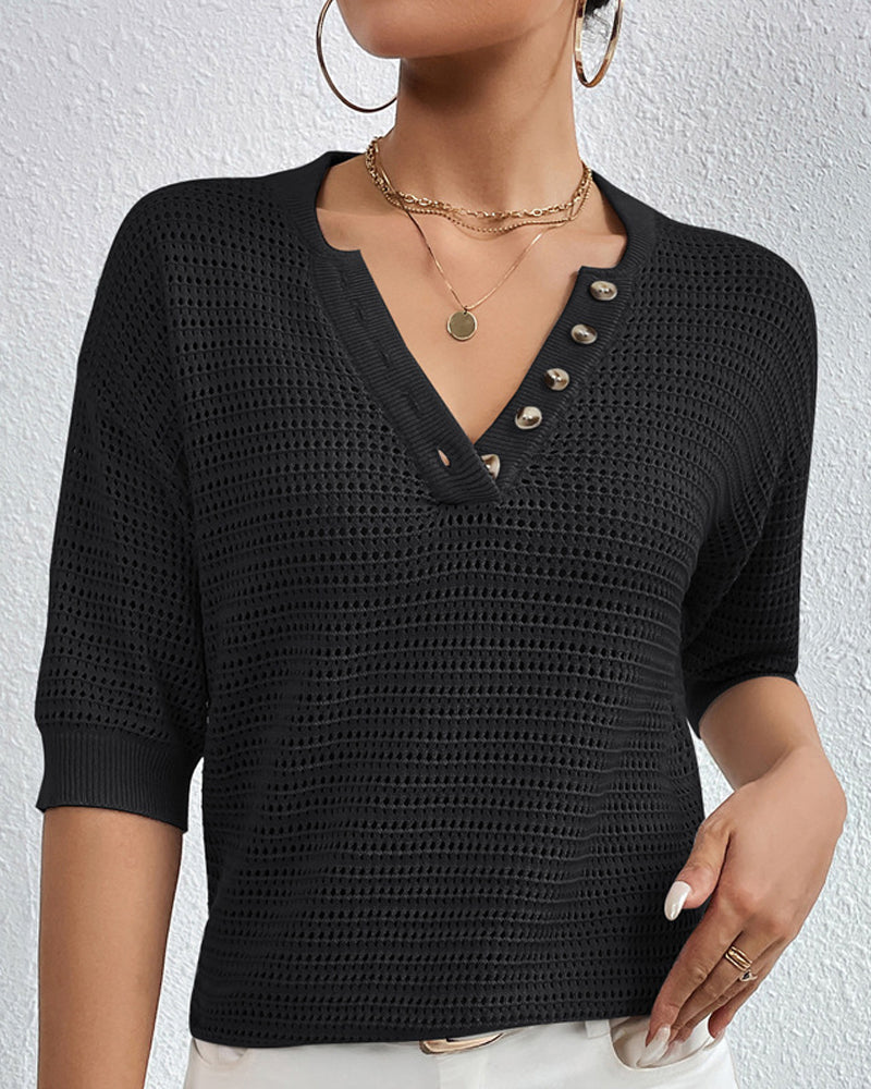 Uformell topp med V-hals og kutt ut