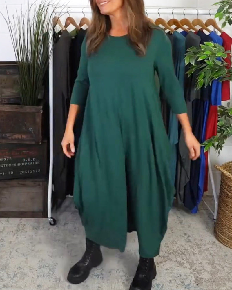 Enkel ensfarget fritidskjole