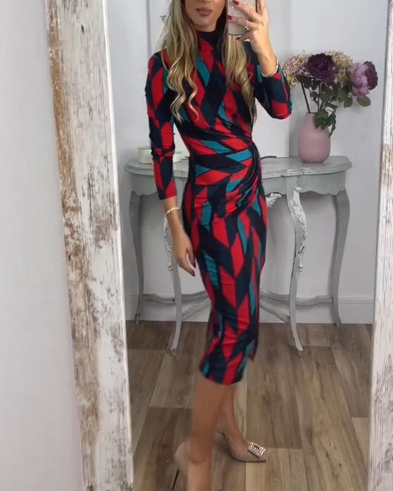 Kjole med splitt med diamantmønster