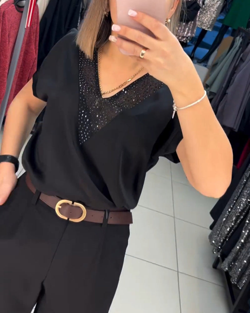 V-hals kortermet avslappet topp