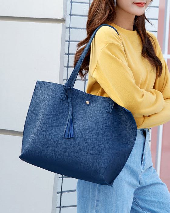 Kapasitet med ensfarget dusk skulderveske med stor