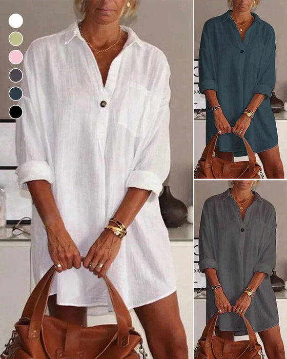 Ensfarget langermet skjorte