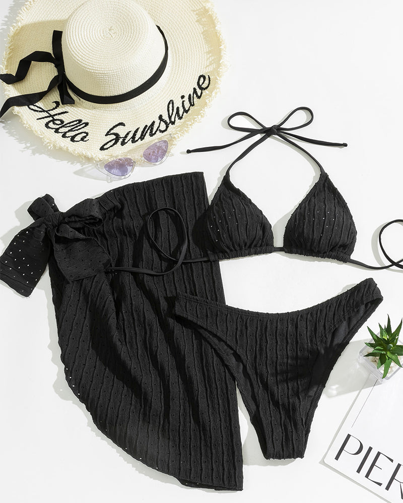 Sexy tredelt badedrakt i ensfarget