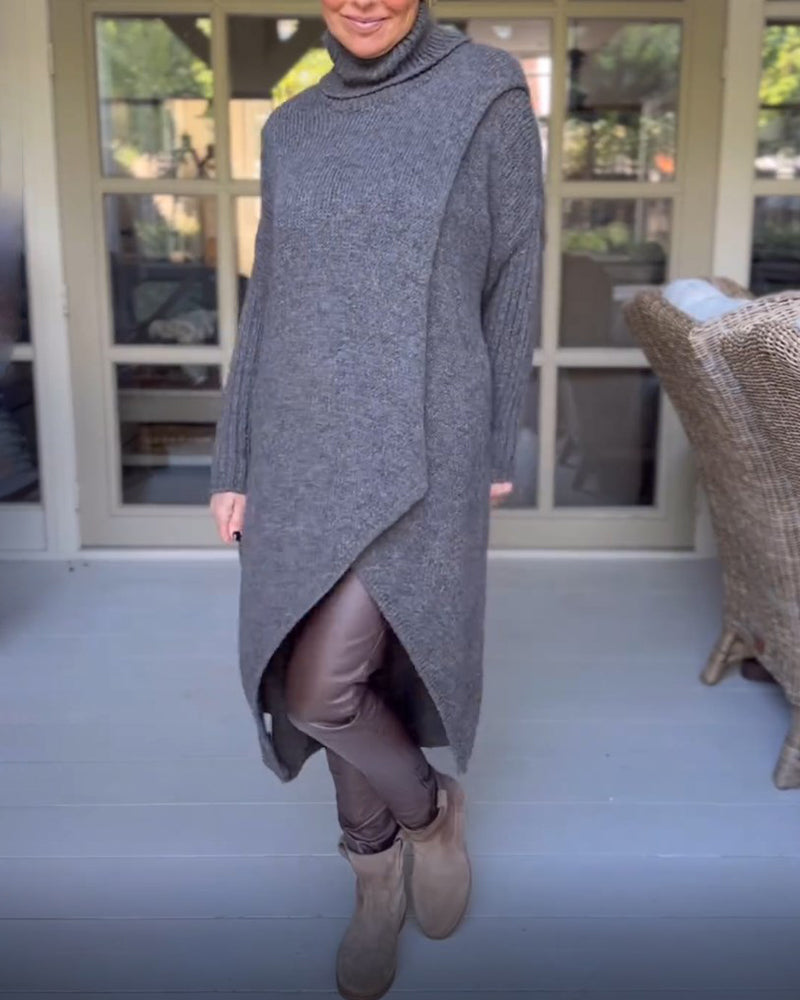 Pullover med høy nakke og lang