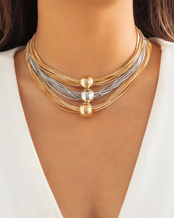 Lagdelt kjede stablebar geometrisk ball halskjede armbånd