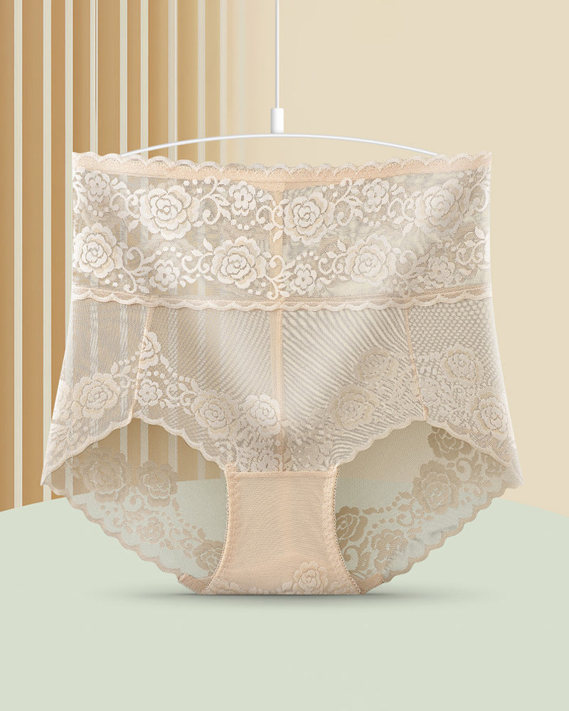 Truser med høy midje i blonder