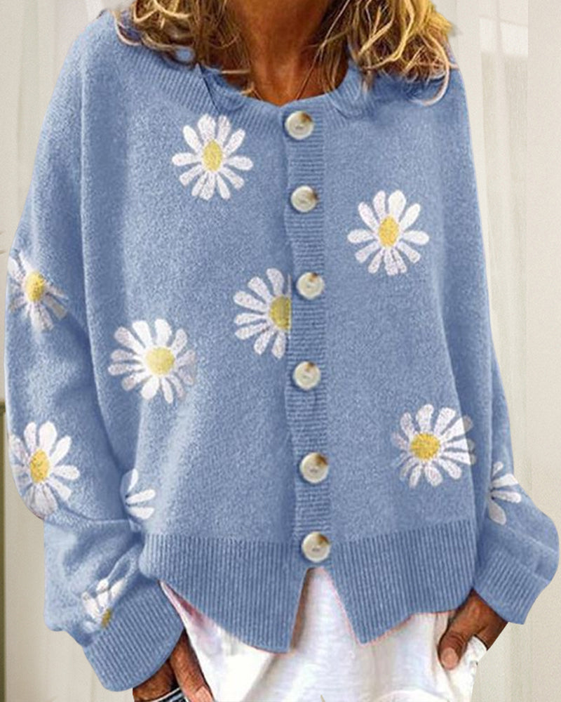 Loose daisy knit cardigan
