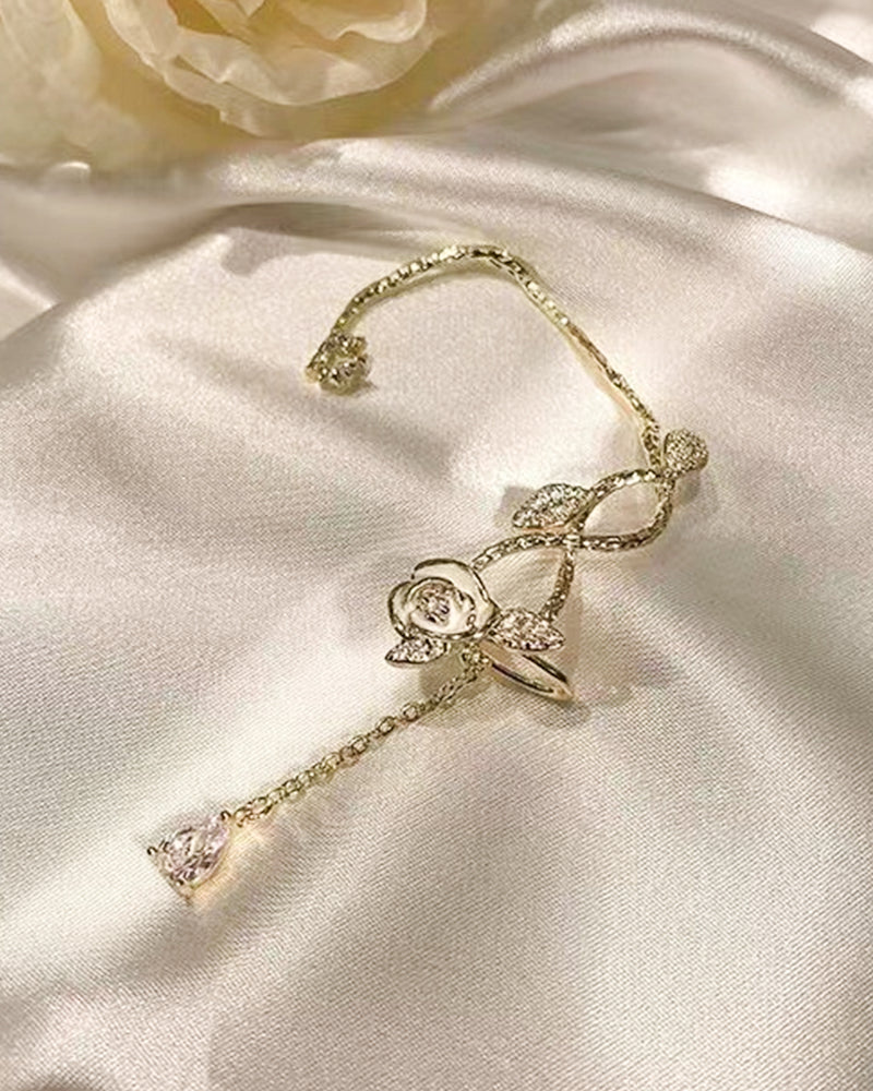 1 stk rhinestone blomsterbladmønster dusk øreklatrer