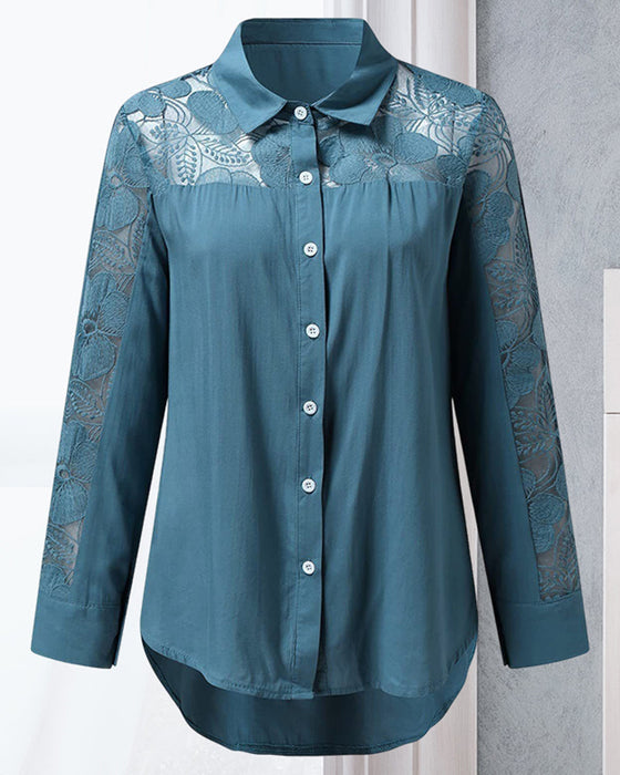 Ensfarget skjorte med blondermer