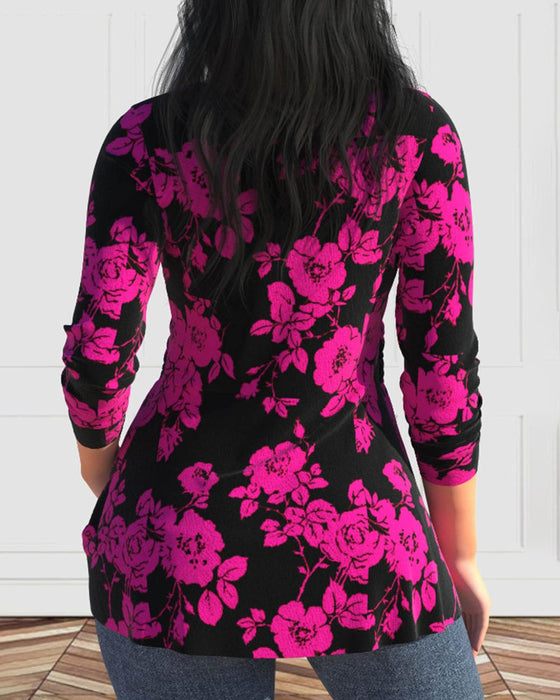 V-hals blomsterprint topp