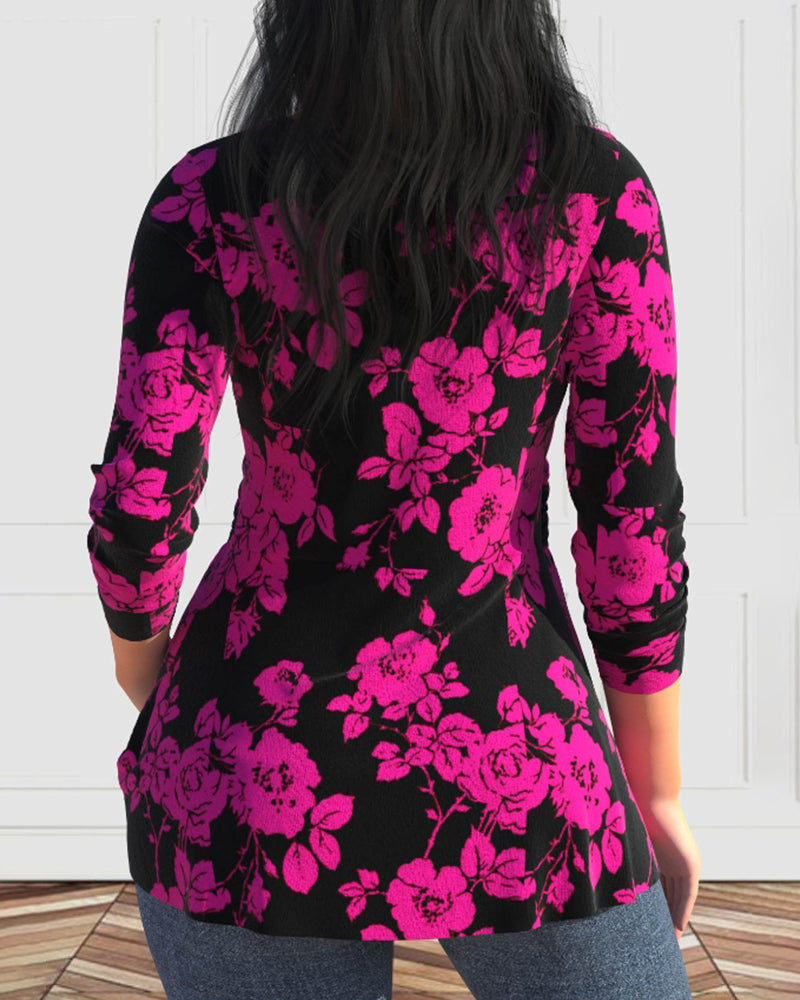 V-hals blomsterprint topp