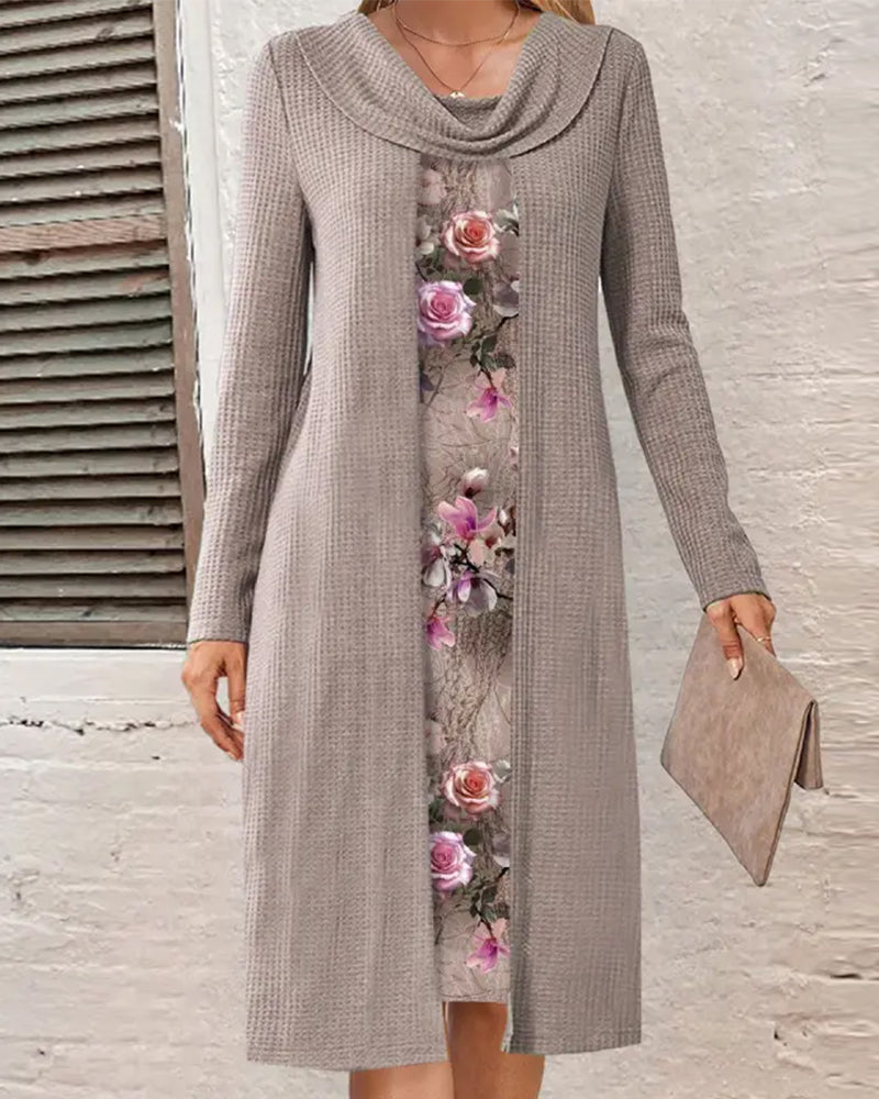 Patchworkkjole med blomstertrykk