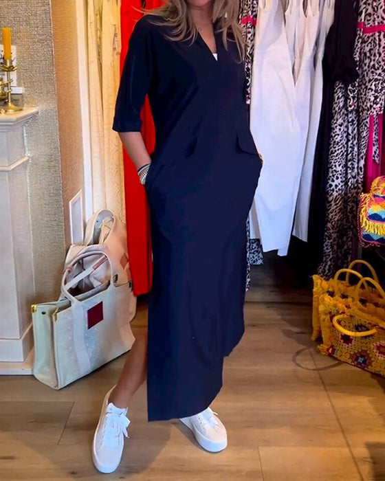 Lommekjole med v-hals