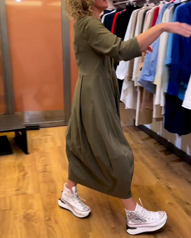 Rund hals 2/3-ermet kjole