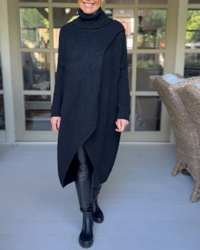 Pullover med høy nakke og lang