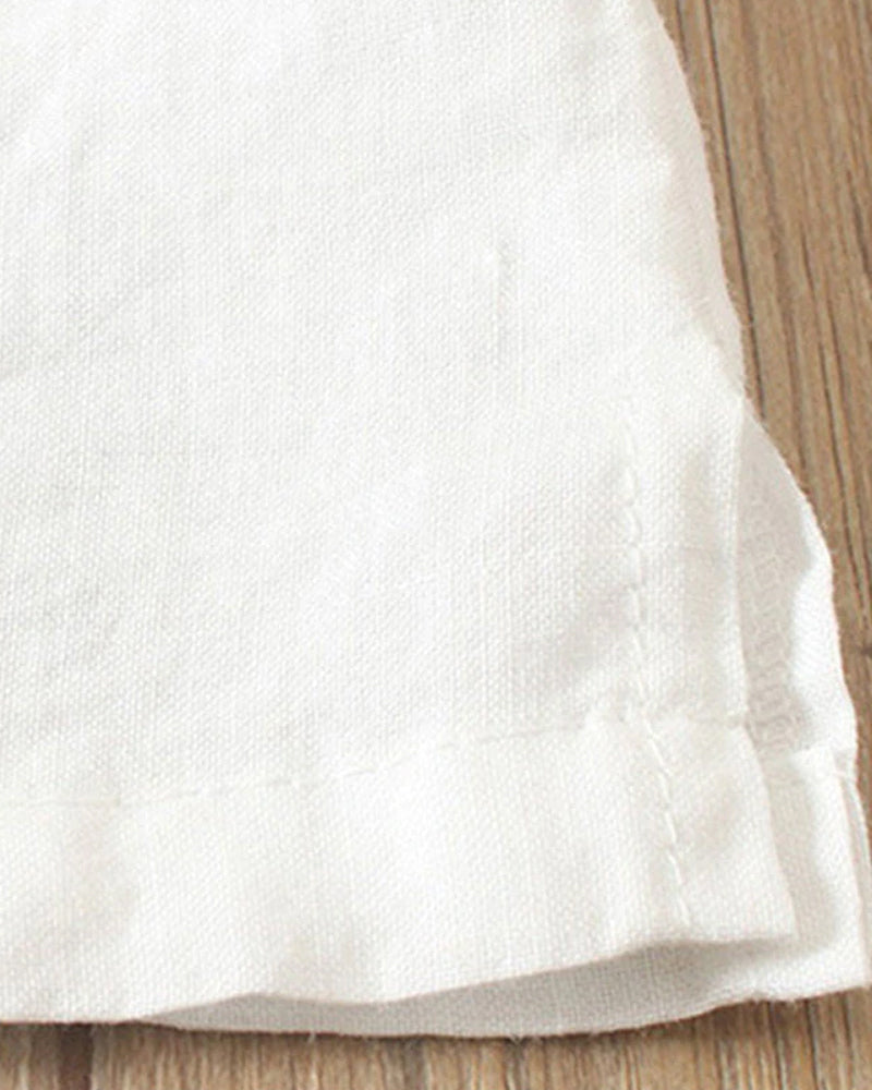 Ensfarget Kortermet Sommer-T-Skjorte med Rund Hals