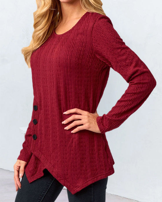 Langermet topp med rund hals og knapper