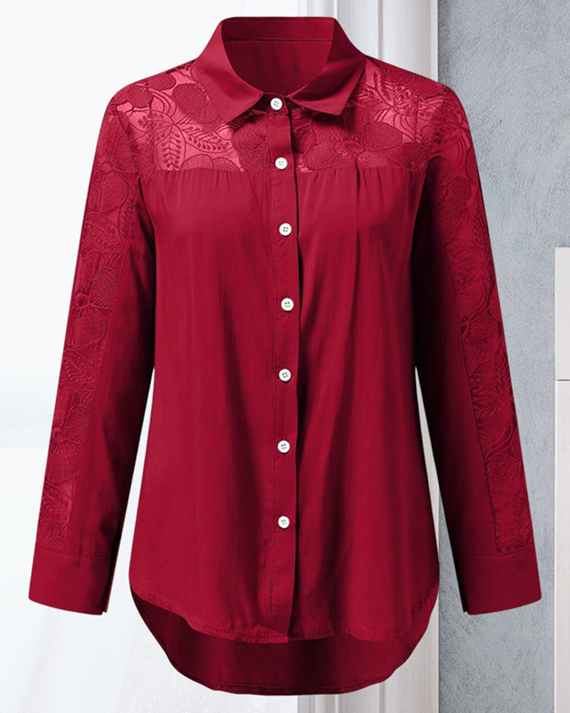 Ensfarget skjorte med blondermer